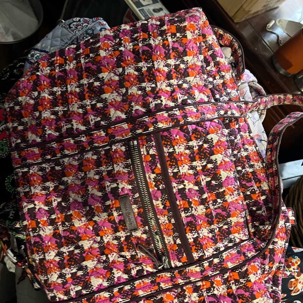 Vera Bradley Pink and Orange Quilted Travel Bag